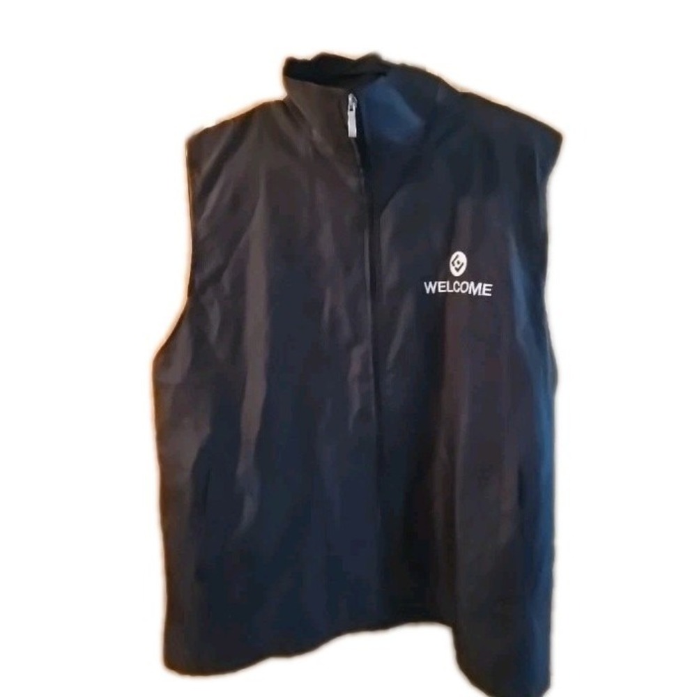 Welcome Employee Corporate Vest Mens XL Black Performance‎ Windbreaker Zip Gilet